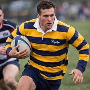 Rugby Ralph Lauren Men's Blue/Gold Striped Rugby Jersey Authentic XXL